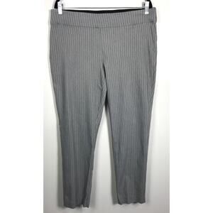 Ophelia Roe Women's 1X Gray Pin Stripe Pants Pull On Office Travel Comfort Plus